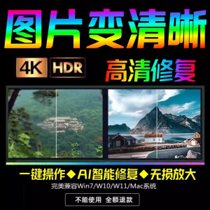 智能AI：图片相片模糊变清晰/高清修复无损放大/黑白上色彩色软件-淘宝虚拟仓