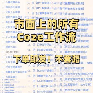 扣子coze工作流150+套成品模板直接导入AI智能体搭建从入门到精通-淘宝虚拟仓